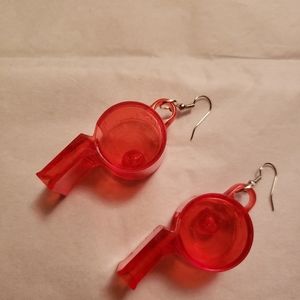 Handmade Red Whistle Earrings ♥
